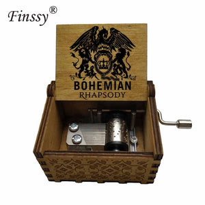 Wooden Hand Crank Queen Musical Box Bohemian Rhapsody
