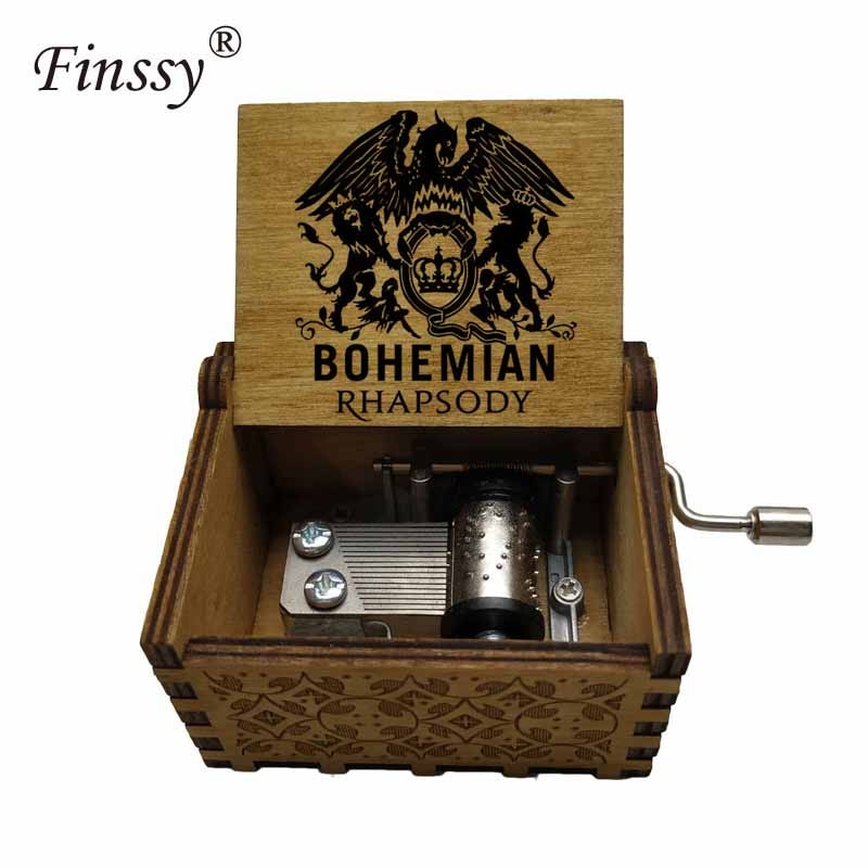 Wooden Hand Crank Queen Musical Box Bohemian Rhapsody