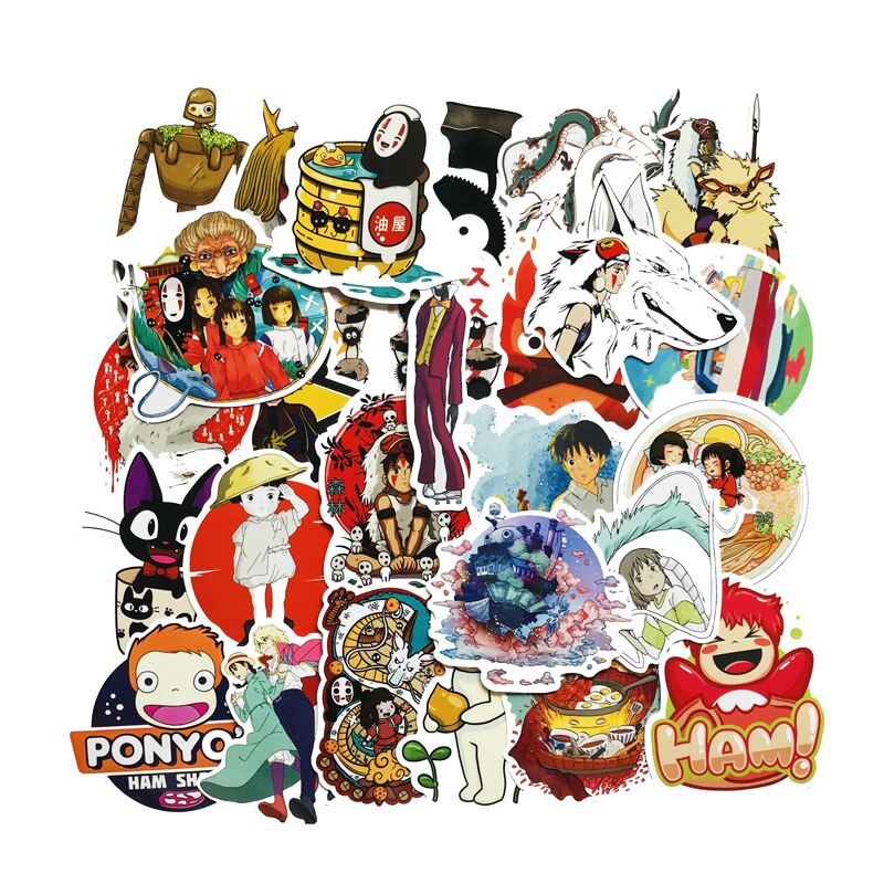 Collectible Studio Ghibli Animation Cute Stationery Character  Stickers For Car, Laptop, Notebook, Luggage and more Cute Memorable Gifts - 1 set 50 stickers
