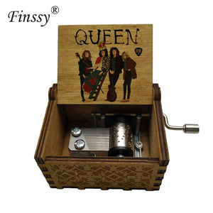Wooden Hand Crank Queen Musical Box Bohemian Rhapsody