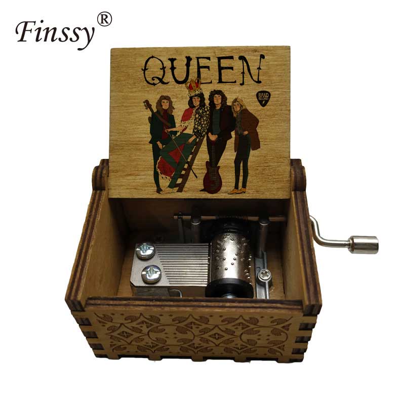 Wooden Hand Crank Queen Musical Box Bohemian Rhapsody
