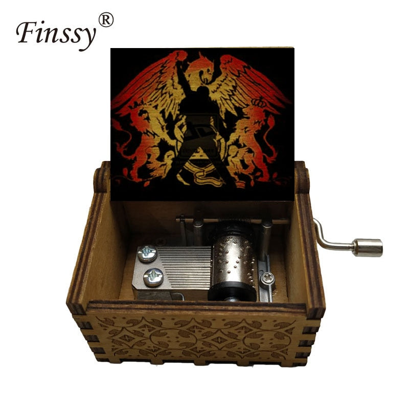 Wooden Hand Crank Queen Musical Box Bohemian Rhapsody