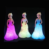 Frozen's Elsa LED Colorful Lights Gradient Crystal Night Light - LED Lamp Princess Figurine Christmas Decor Holiday Gift