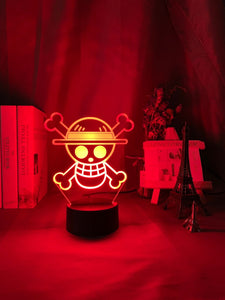 Anime ONE PIECE's Straw Hat Pirate's Iconic Logo LED Night Light for Bedroom Decor