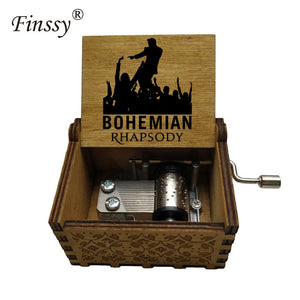 Wooden Hand Crank Queen Musical Box Bohemian Rhapsody