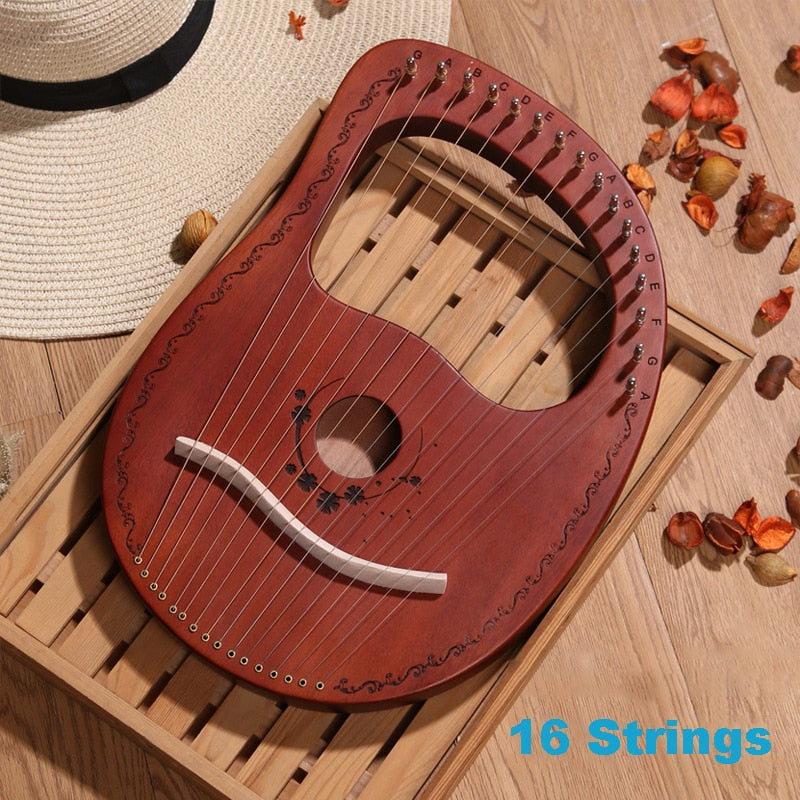 16 Strings Wooden Harp - Mahogany Wood Collections