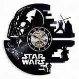 Vintage Vinyl Record Wall Clock Modern Design Creative 3D Stickers Movie Theme Star Wars Clocks Hanging Wall Watch Home Decor