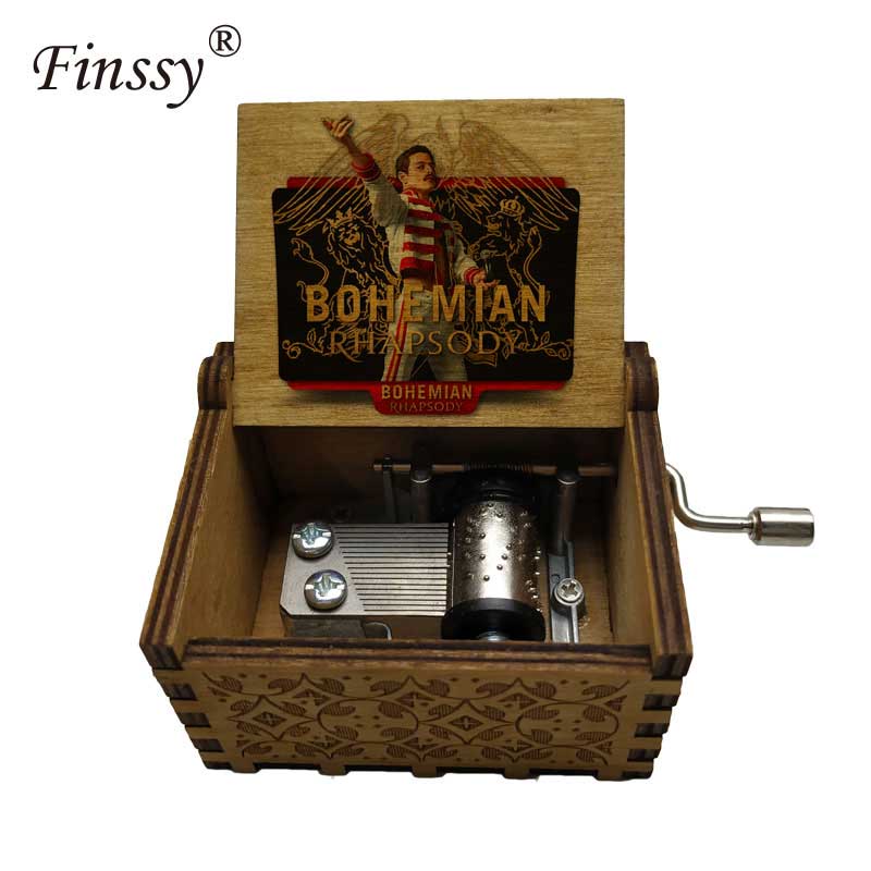 Wooden Hand Crank Queen Musical Box Bohemian Rhapsody