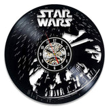 Vintage Vinyl Record Wall Clock Modern Design Creative 3D Stickers Movie Theme Star Wars Clocks Hanging Wall Watch Home Decor