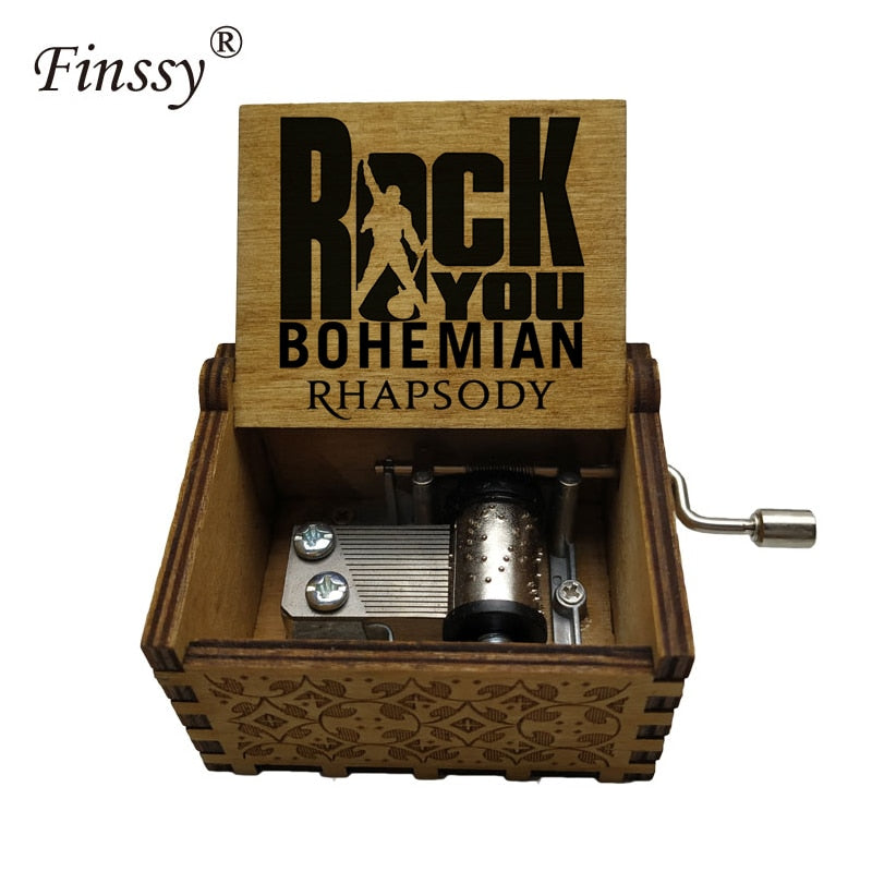 Wooden Hand Crank Queen Musical Box Bohemian Rhapsody