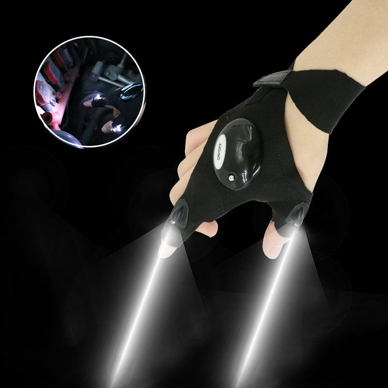 Fingerless LED Flashlight Gloves