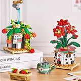 Strawberry and Flower Bouquet Potted Building Blocks
