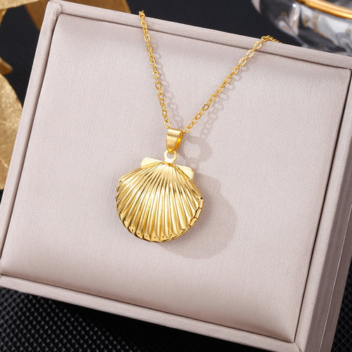 Little Mermaid Inspired Shell Locket Pendant Necklace