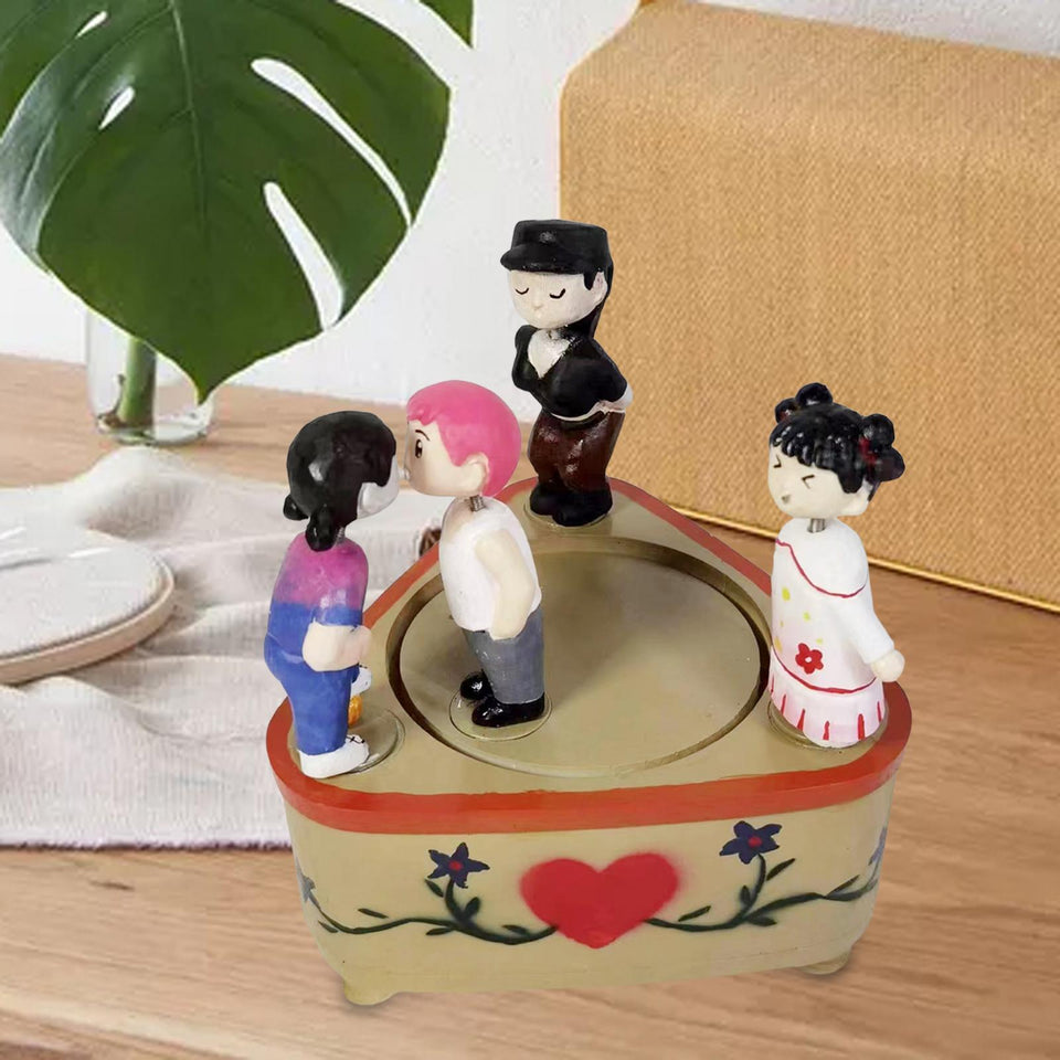 Rotating Kissing Couple Doll Music Box