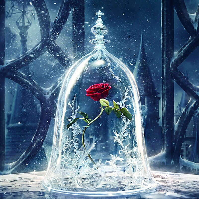 Beauty and the Beast- Rose in a Glass
