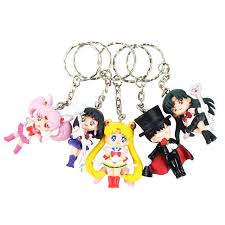 Sailor Moon Cute Characters Collectible PVC Figure Toy & Keychain Bundle (5pcs)
